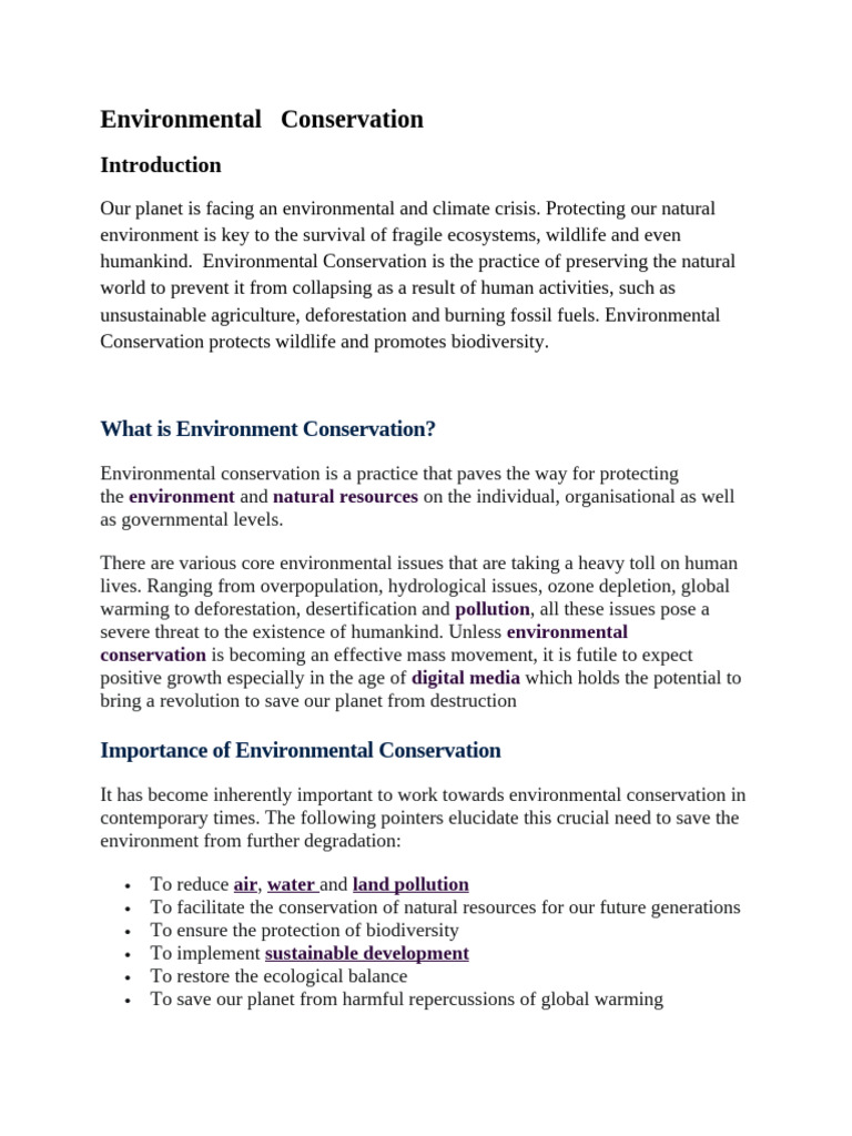 Essential Guide to Environmental Conservation | PDF | Conservation ...