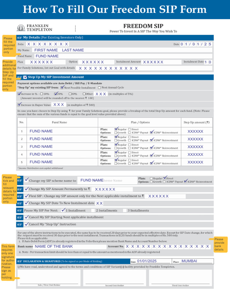 How to Complete Freedom SIP Form | PDF | Debit Card | Banks