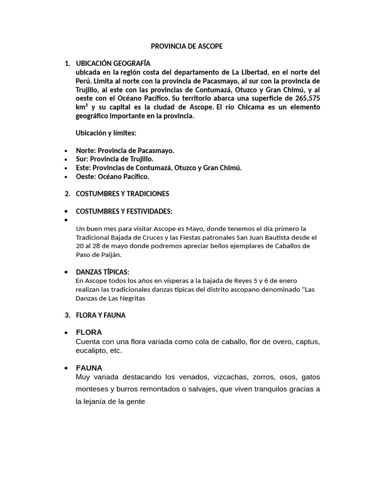 Geografía y Tradiciones de Ascope, Perú | PDF