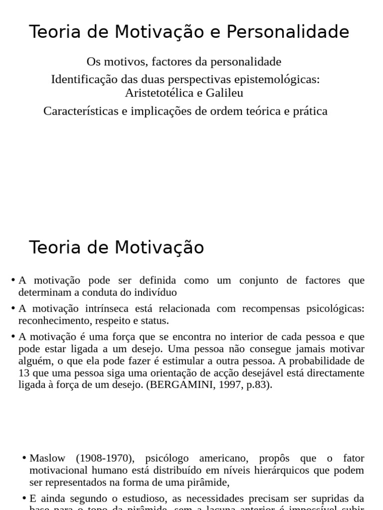 Motivação e Personalidade: Teorias e Fatores | PDF | Motivação ...