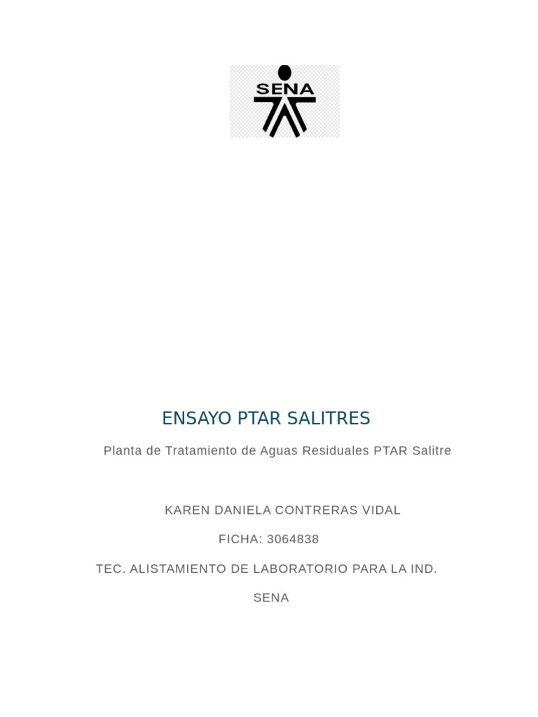 Ensayo Ptar Salitres | PDF | Residuos | Aguas residuales