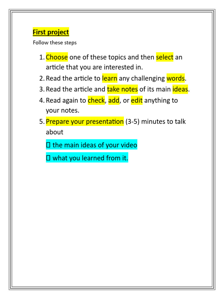 First Project Presentation Guide | PDF