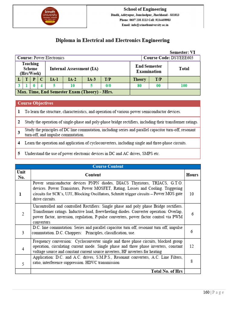 Power Electronics Diploma Course Overview | PDF | Power Electronics ...