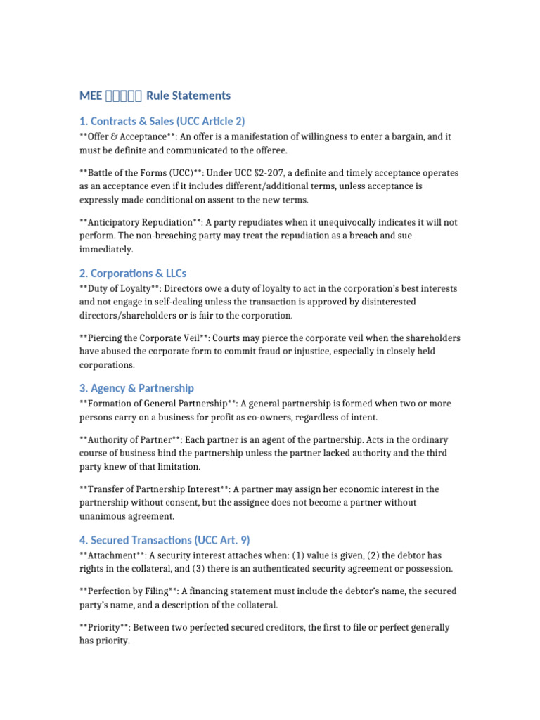 MEE Frequency Highlights and Rules | PDF | Legal Liability | Will And ...