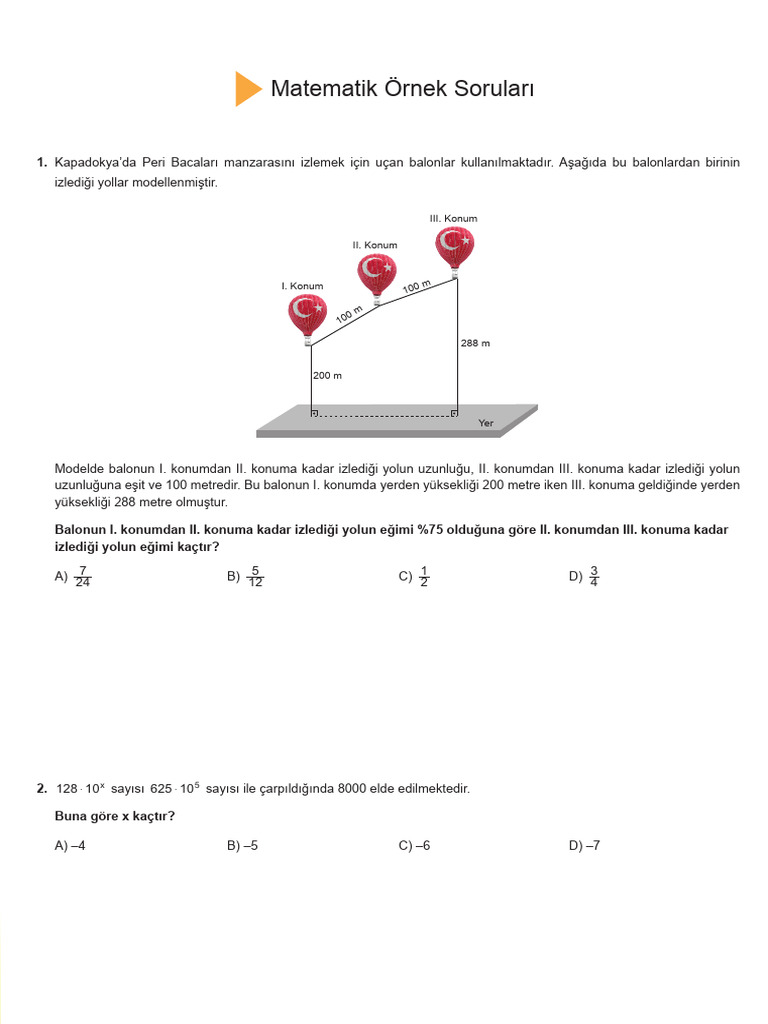 2023-2024 Matematik LGS Örnek Sorular - 2 | PDF
