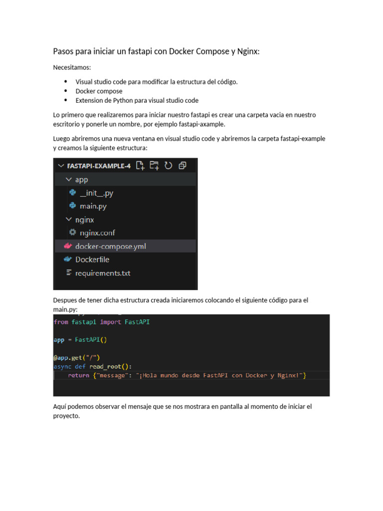 Iniciar FastAPI con Docker y Nginx | PDF
