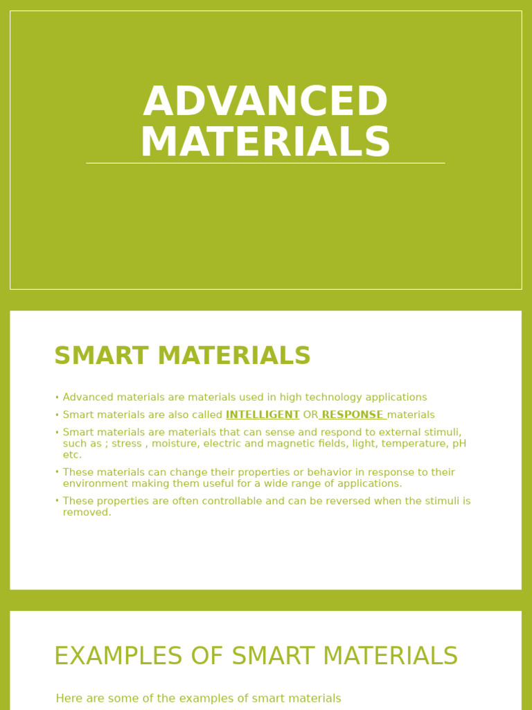 Advanced Materials Presentation | PDF | Actuator | Metals