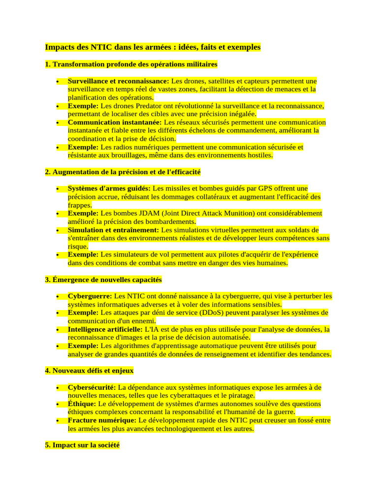 Impacts des NTIC sur les armées modernes | PDF | Intelligence ...