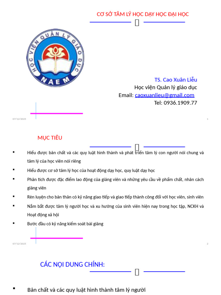 Tam Ly Hoc Giao Duc - HP2 - Chuan Tu 2025 | PDF
