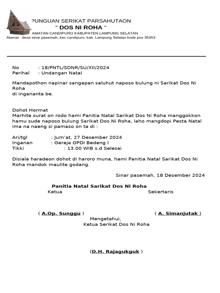 Undangan Pesta Natal Sarikat Dos Ni Roha | PDF