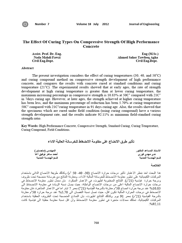 The Effect of Curing Types On Compressive Strength | PDF | Concrete ...