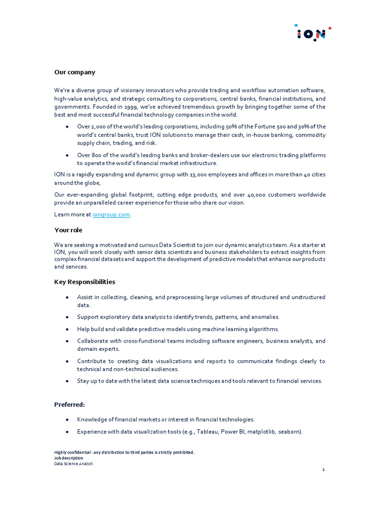 Data Science Analyst Job Opening at ION | PDF | Data Science | Data
