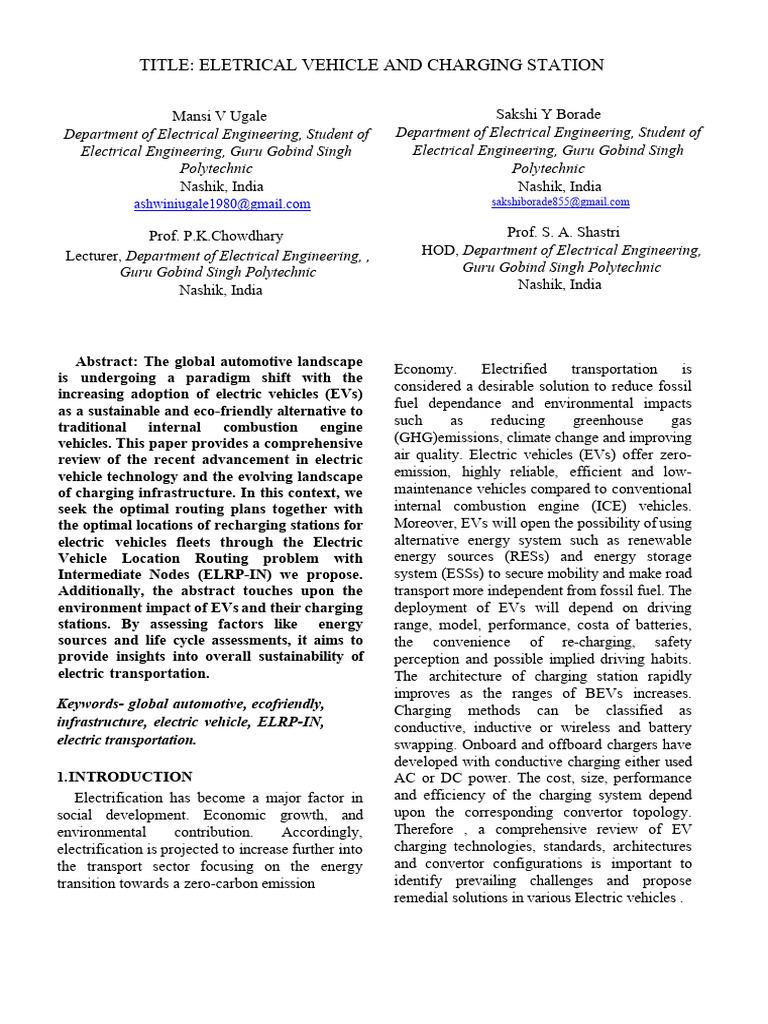 EVs & Charging Station-2 PDF | PDF | Electric Vehicle | Electric Power