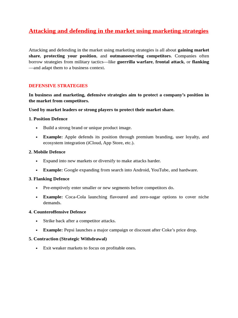 Market Strategies: Offense & Defense Tactics | PDF | Marketing | Brand