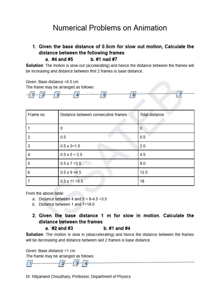 Animation Frame Distance Calculations | PDF