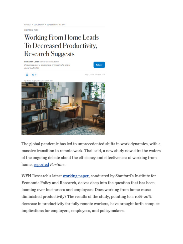 Remote Work Productivity Study Insights | PDF | Social Psychology ...