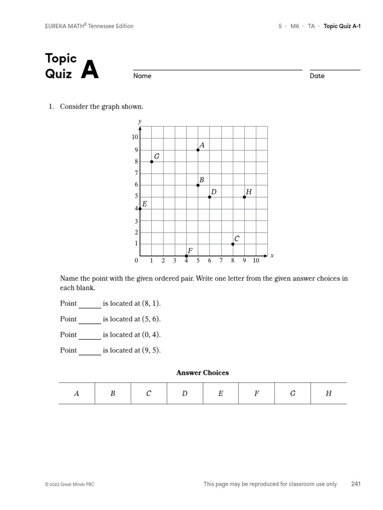 Grade 5 Module 6 Topic A Quiz | PDF