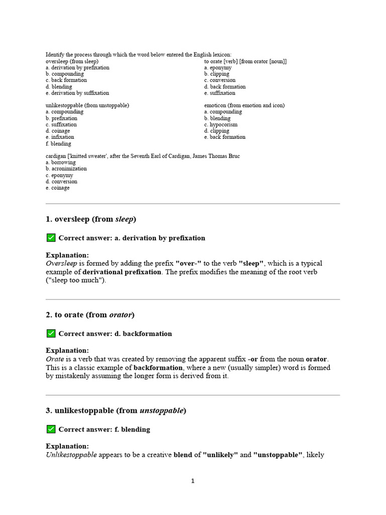 Word Formation Processes in English | PDF | Word | Morphology (Linguistics)
