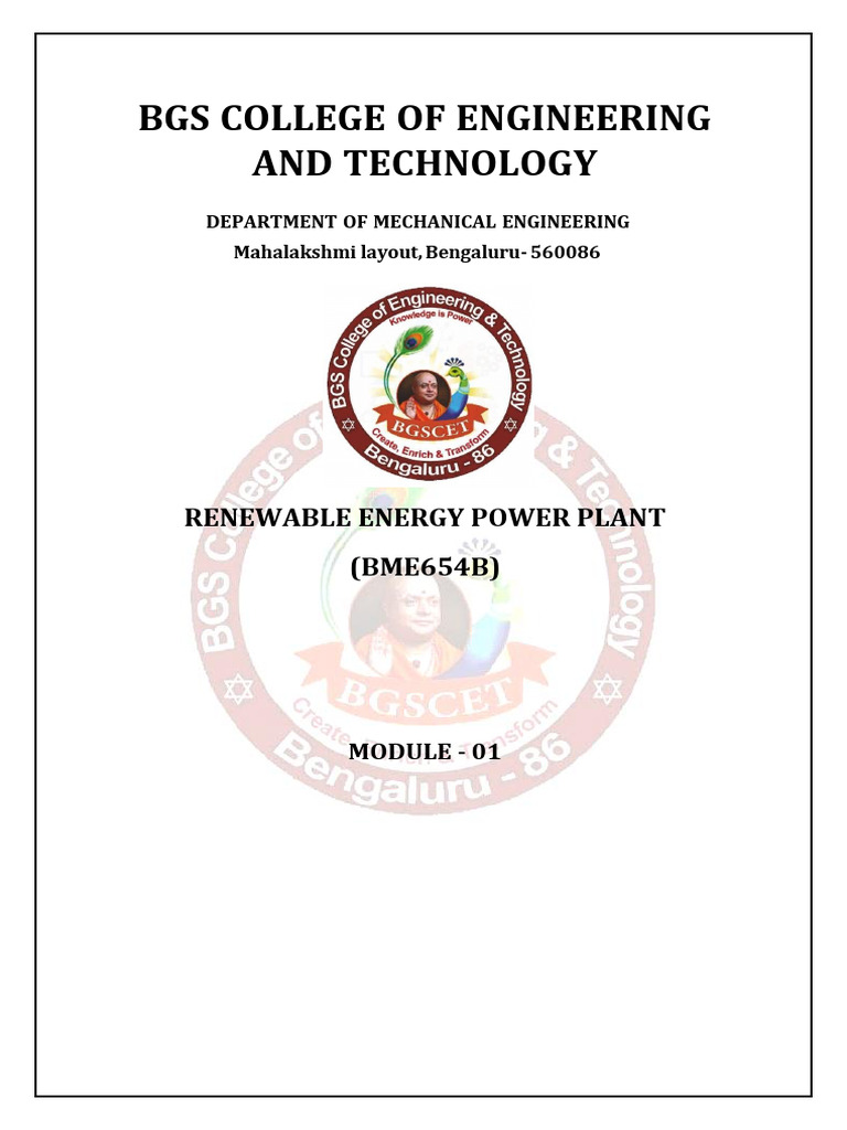 Bme654b Module 1-5 Notes | PDF | Renewable Energy | Energy Development
