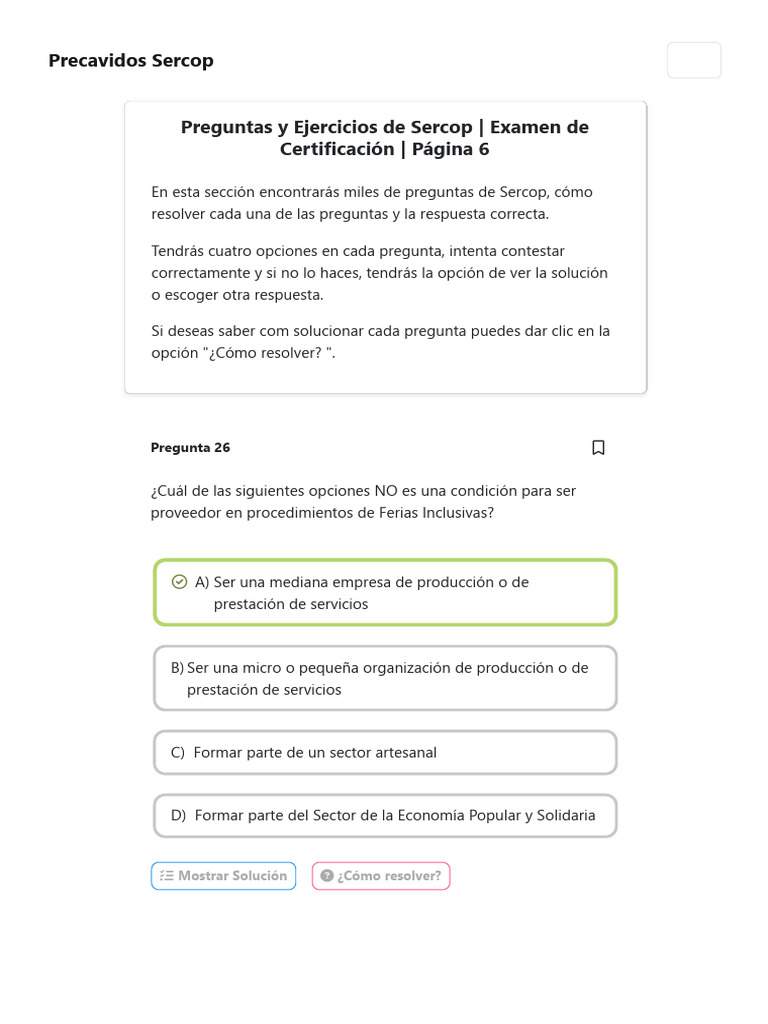 Simulador de Examen Sercop 2025 | PDF