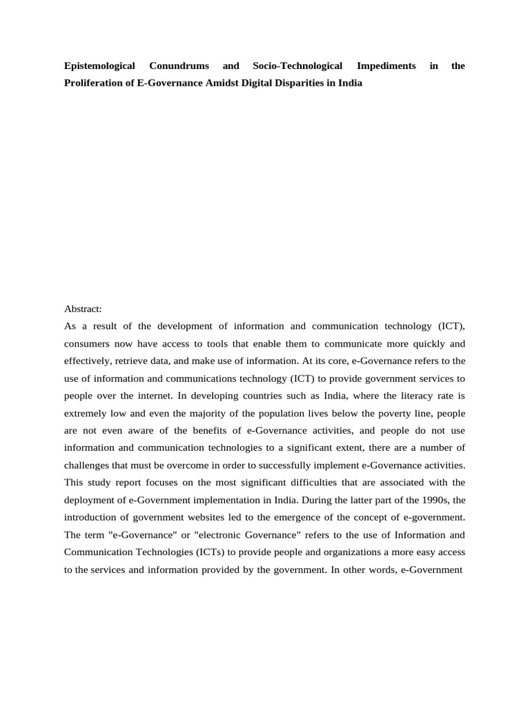 E-Governance Challenges in India | PDF | Literacy | Information And ...