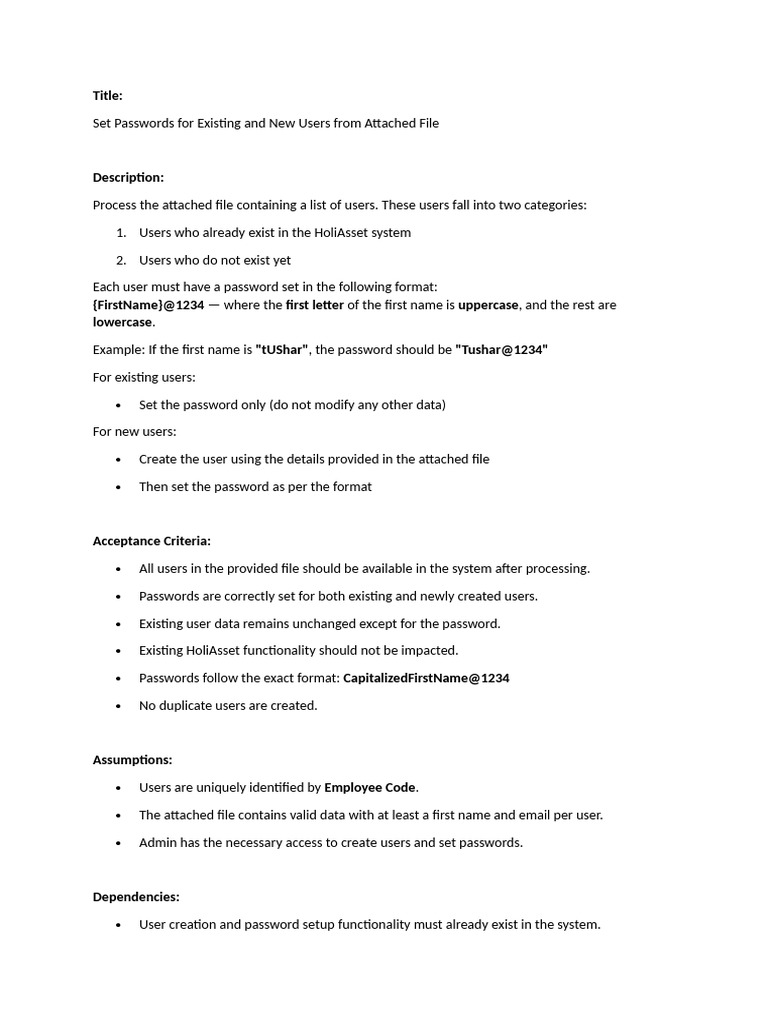 Password Generation For User' | PDF