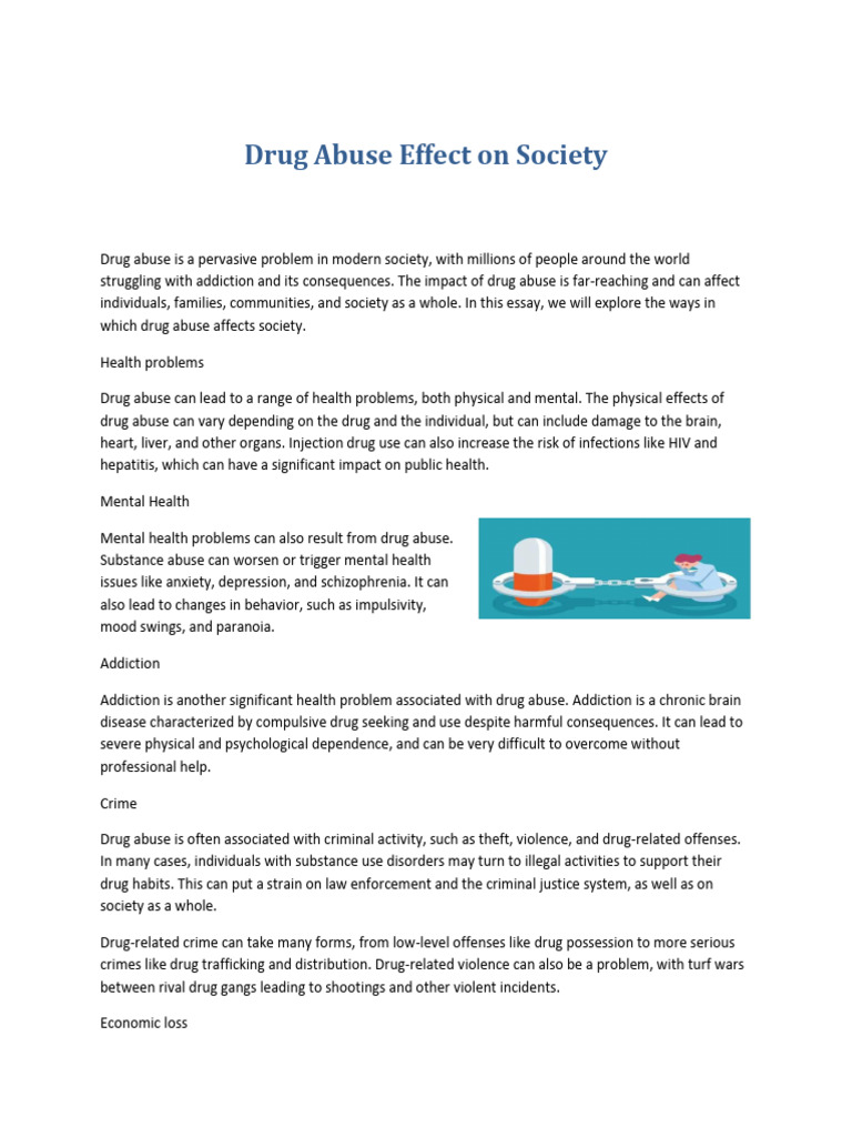 Drug Abuse Effect On Society | PDF | Substance Abuse | Substance Dependence