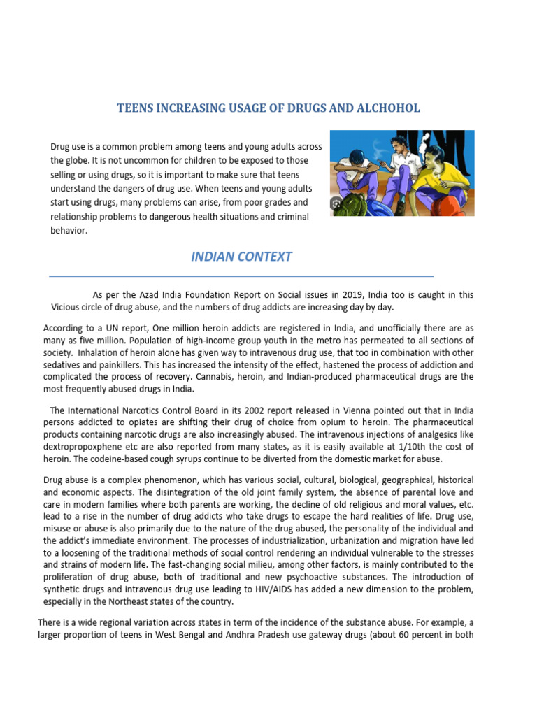 Rising Teen Drug Abuse in India | PDF | Substance Abuse | Drugs