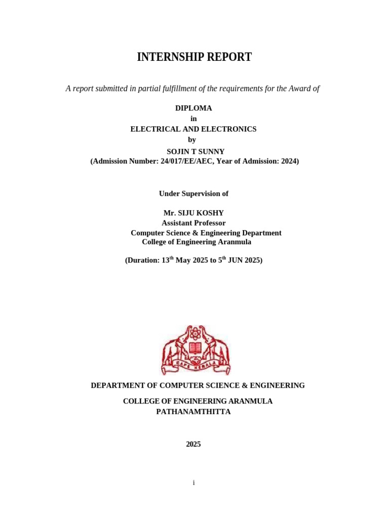 Internship Report: Electrical & Electronics | PDF | Internet Of Things ...