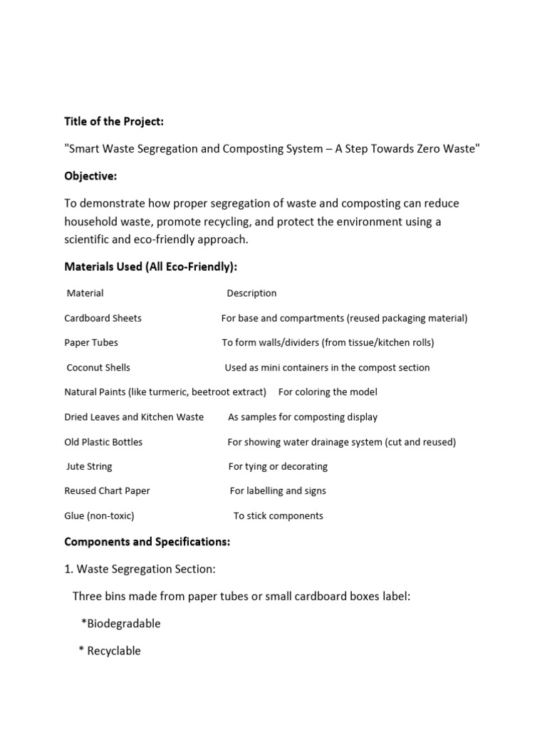 Image showcasing Waste Reduction Project Idea PDF | PDF | Waste | Recycling
