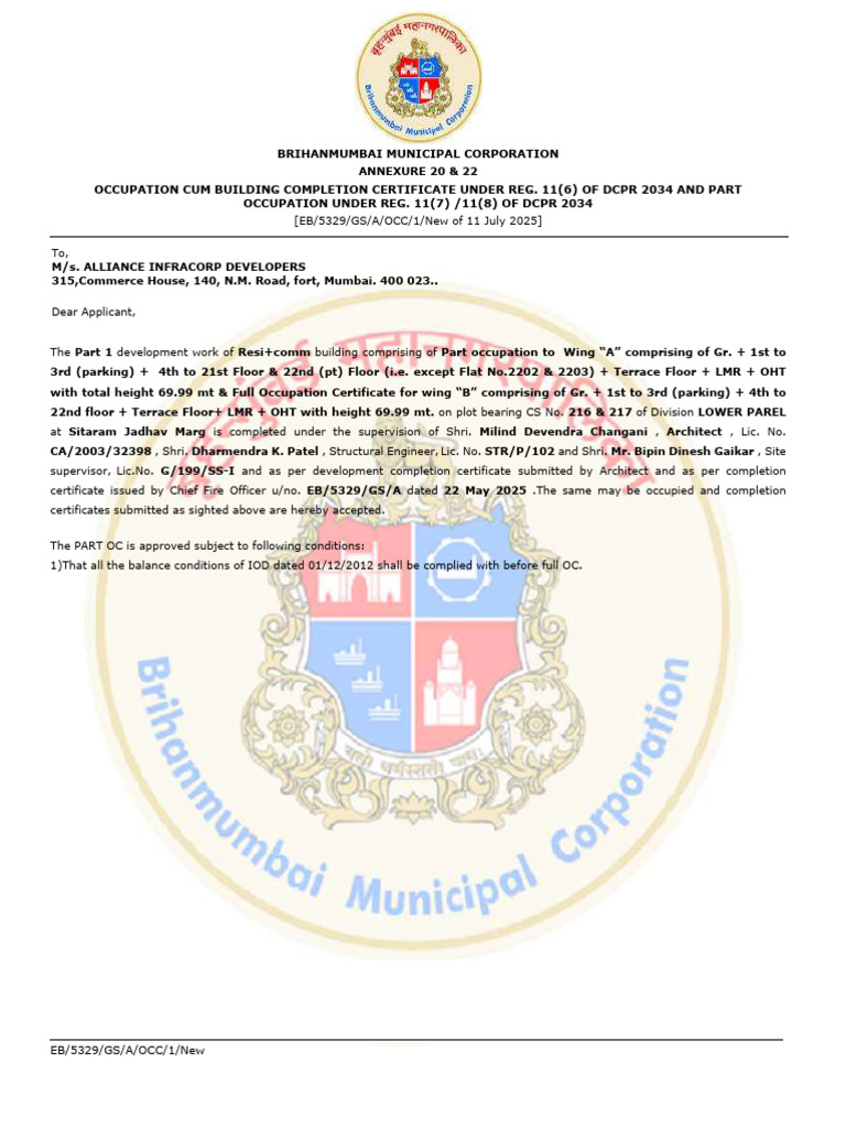 Occupation Certificate Approval for Mumbai | PDF
