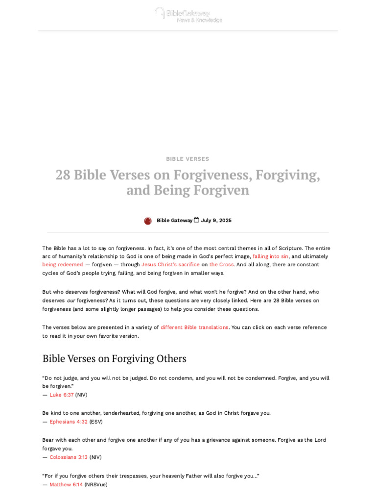 28 Bible Verses on Forgiveness | PDF | Forgiveness | Religious Belief ...