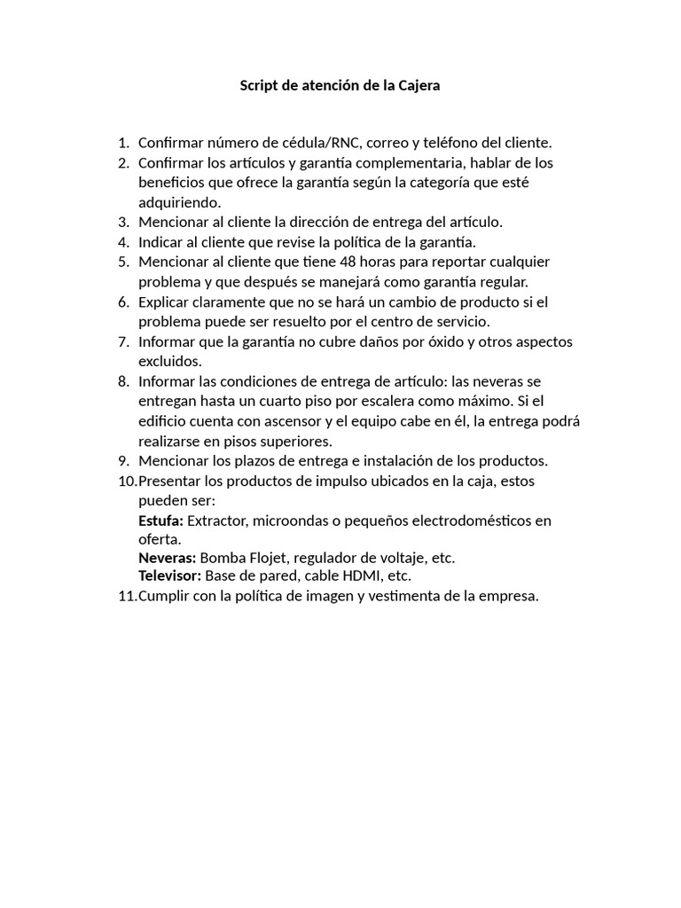 Guía de Atención al Cliente para Cajeros y Vendedores | PDF | Cliente