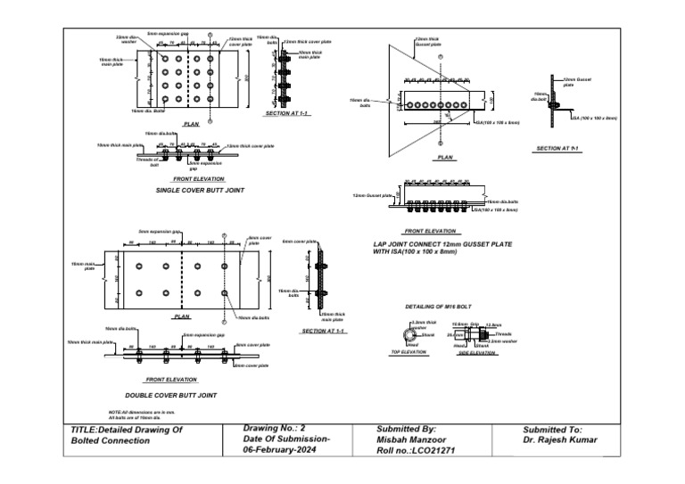 Bolted Connection Detail Drawing | PDF