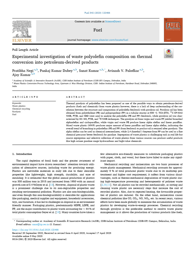 Thermal Conversion of Waste Polyolefins | PDF | Pyrolysis | Plastic