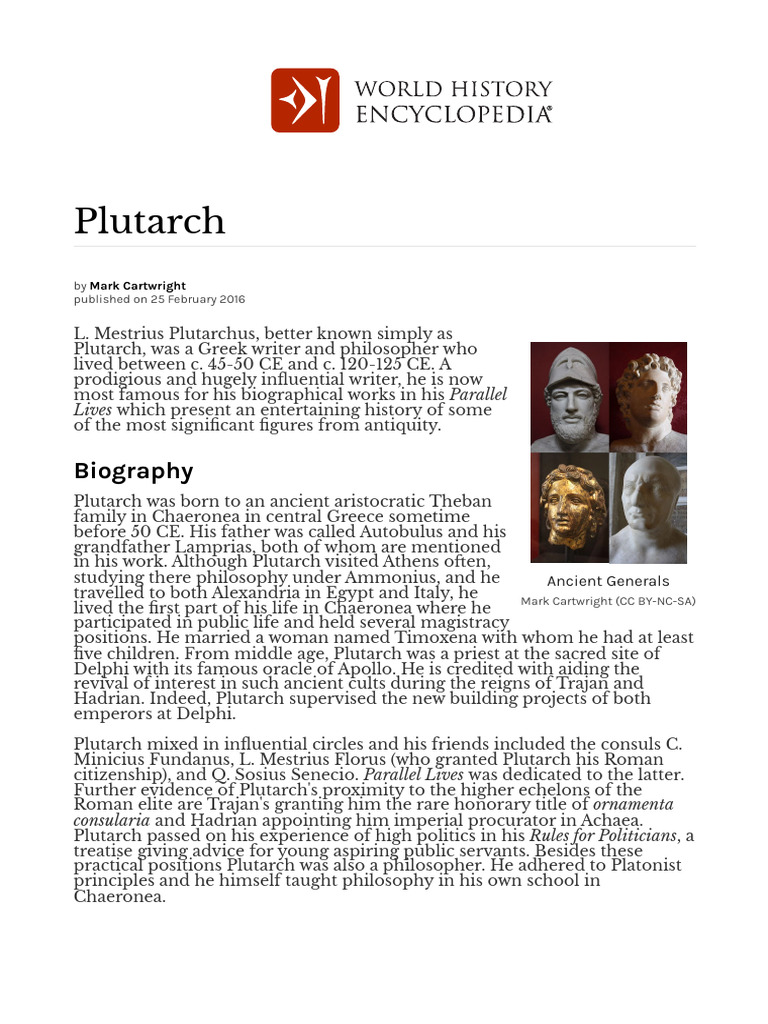Plutarch: Life and Legacy of a Historian | PDF | Plutarch | Parallel Lives