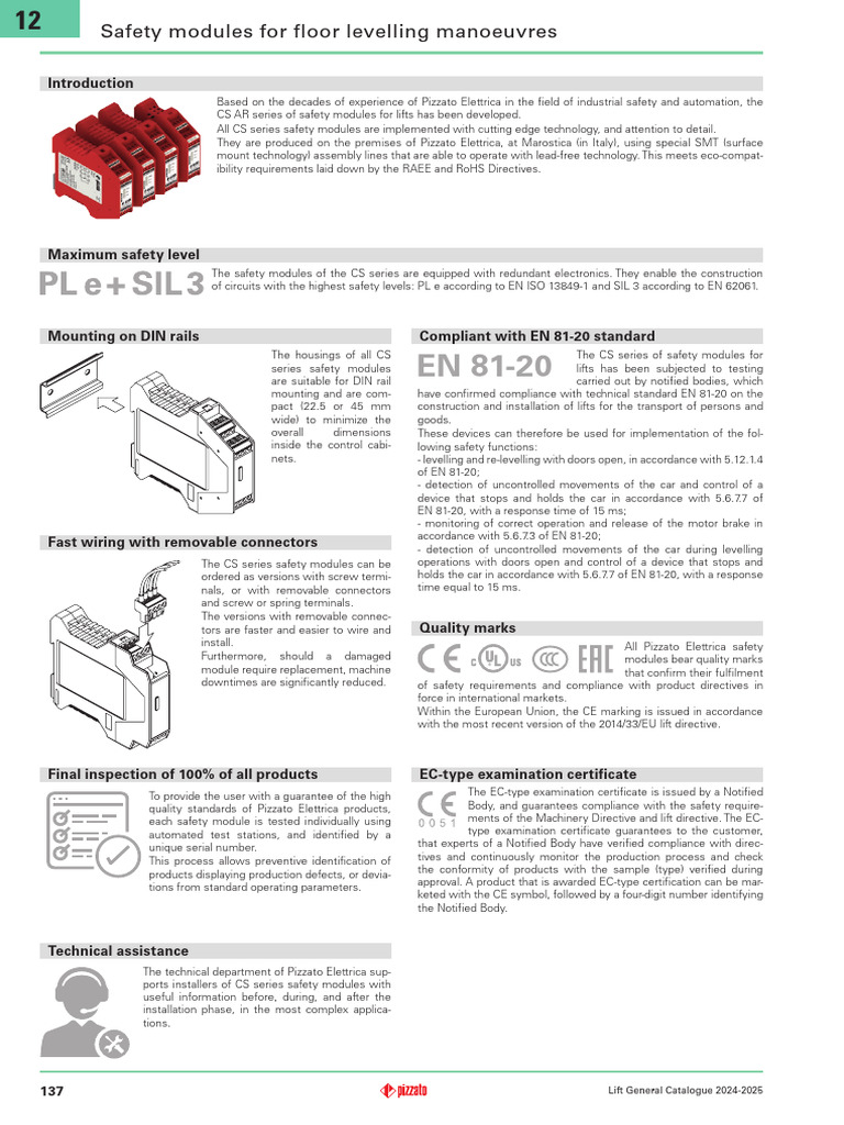 Lift Safety Modules CS Series Overview | PDF | Alternating Current ...