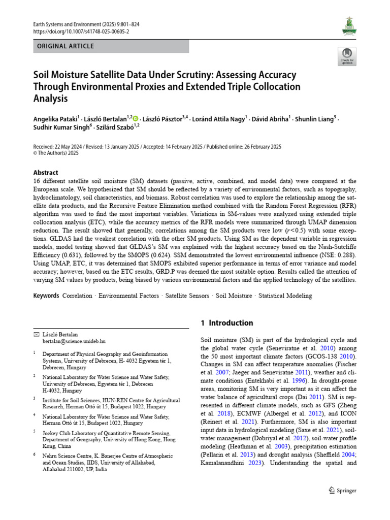 Soil Moisture Satellite Data Analysis | PDF | Regression Analysis ...