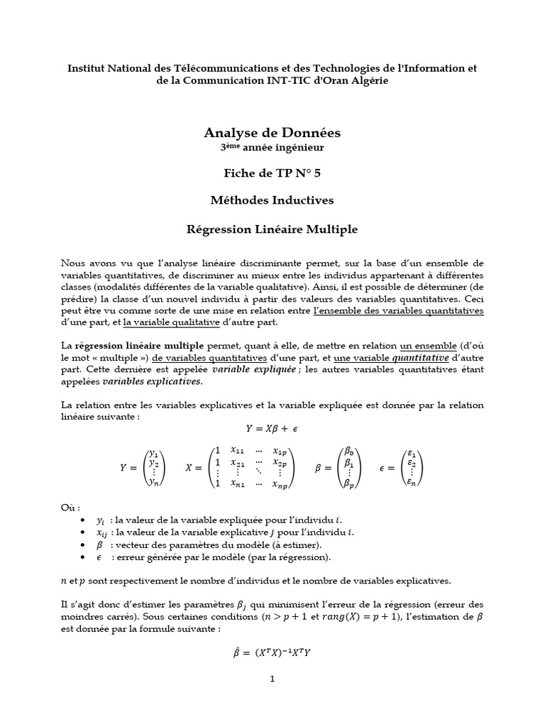 Régression Linéaire Multiple en Python | PDF | Analyse de régression ...
