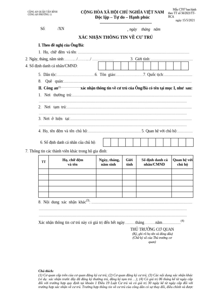 CT07 Xac Nhan Thong Tin Ve Cu Tru | PDF