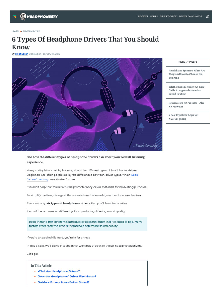 WWW Headphonesty Com 2017-04-5 Types Headphone Drivers Know | PDF ...