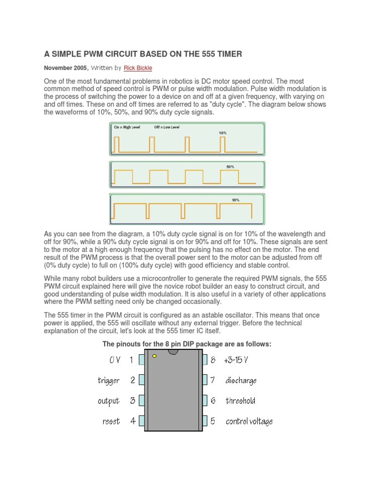 Simple PWM Circuit with 555 Timer | PDF