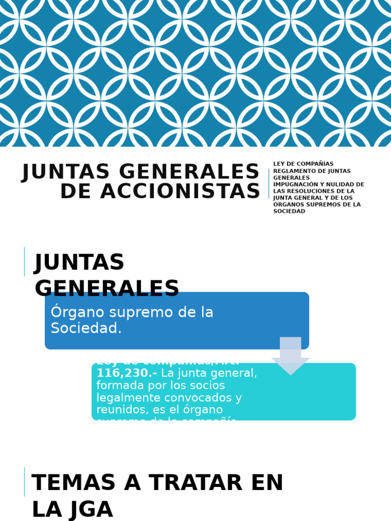 Juntas Generales de Accionistas | PDF | Gobierno