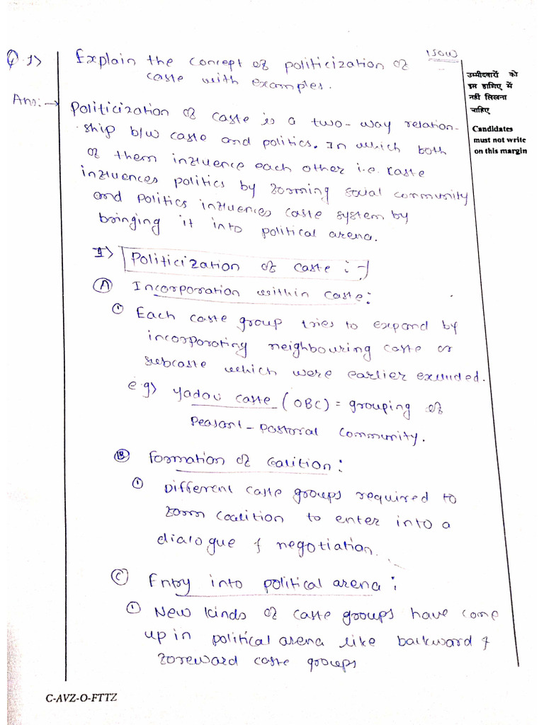 Politicisation of Caste | PDF
