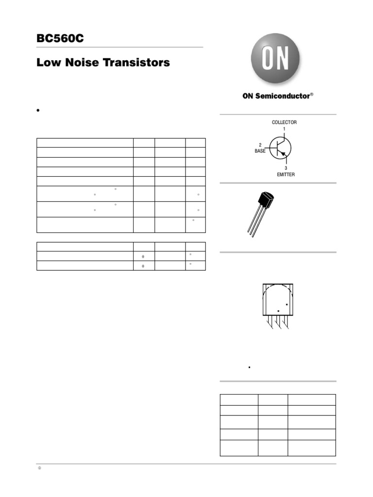 BC560C Low Noise PNP Transistor Data Sheet | PDF | Electronics ...