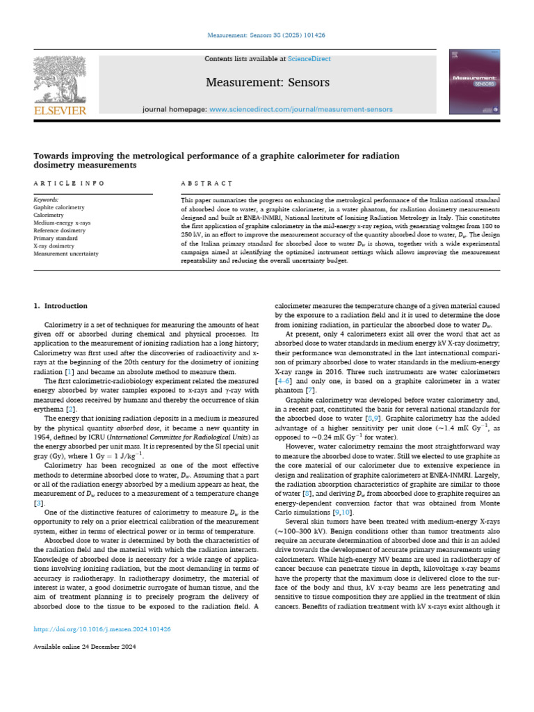 Graphite Calorimeter for X-Ray Dosimetry | PDF | Radiation Therapy ...