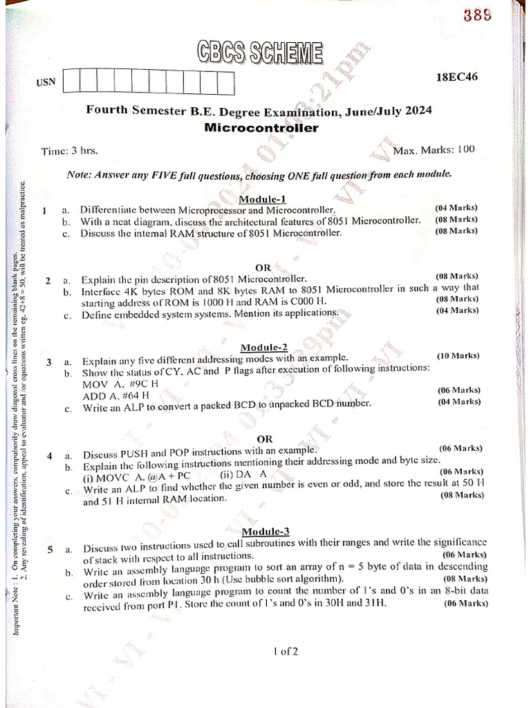 4 TH Sem QP | PDF