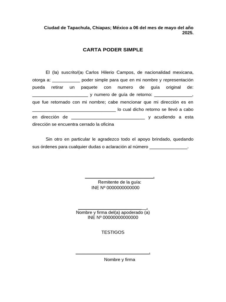 Carta Poder Simple en México | PDF