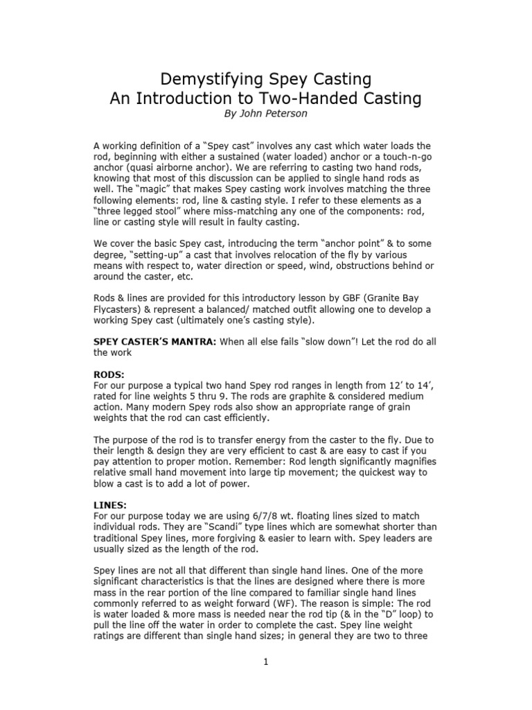 Introduction to Spey Casting Techniques | PDF | Fishing Rod | Tension ...