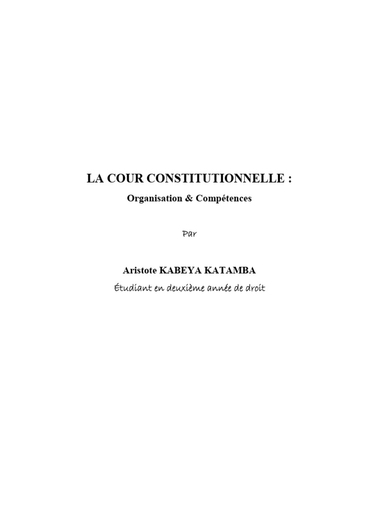 Organisation et compétences de la Cour constitutionnelle | PDF ...